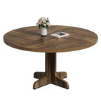Table de salle à manger ronde pour 4, table de cuisine circulaire de 119 cm de style rustique avec plateau en bois et base stable