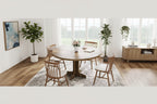 Table de salle à manger ronde pour 4, table de cuisine circulaire de 119 cm de style rustique avec plateau en bois et base stable