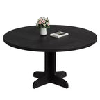 Table de salle à manger ronde pour 4, table de cuisine circulaire de 119 cm de style rustique avec plateau en bois et base stable