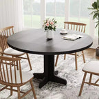 Table de salle à manger ronde pour 4, table de cuisine circulaire de 119 cm de style rustique avec plateau en bois et base stable