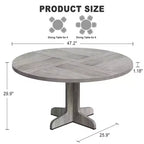 Table de salle à manger ronde pour 4, table de cuisine circulaire de 119 cm de style rustique avec plateau en bois et base stable