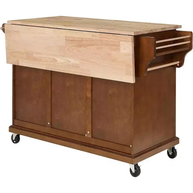 Dessert de cuisine gris avec 2 tiroirs et porte-épices, îlot de rangement mobile avec étagères réglables