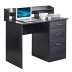 Bureau d'ordinateur rectangulaire de 109,9 cm de large avec étagère supérieure