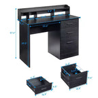 Bureau d'ordinateur rectangulaire de 109,9 cm de large avec étagère supérieure