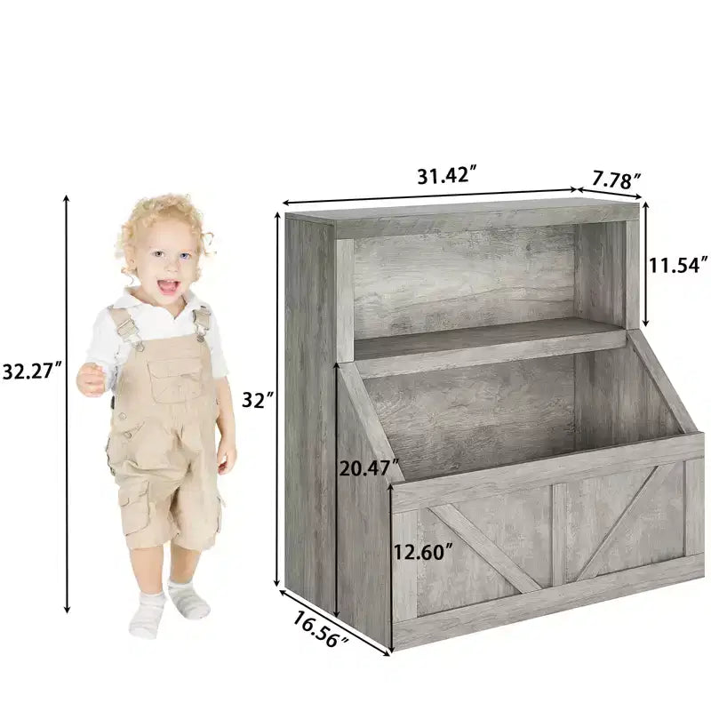 Étagère à Livres et Rangement de Jouets pour Enfants, Organisateur de Jouets à 2 Niveaux avec Armoire de Rangement, Bibliothèque pour Tout-Petits à 2 Étagères pour Salle de Jeux, Chambre, Salon, Salle de Classe
