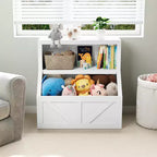 Étagère à Livres et Rangement de Jouets pour Enfants, Organisateur de Jouets à 2 Niveaux avec Armoire de Rangement, Bibliothèque pour Tout-Petits à 2 Étagères pour Salle de Jeux, Chambre, Salon, Salle de Classe