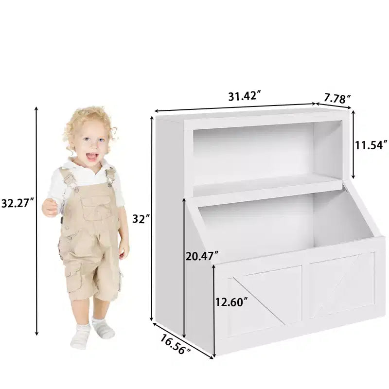 Étagère à Livres et Rangement de Jouets pour Enfants, Organisateur de Jouets à 2 Niveaux avec Armoire de Rangement, Bibliothèque pour Tout-Petits à 2 Étagères pour Salle de Jeux, Chambre, Salon, Salle de Classe