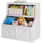 Étagère à Livres et Rangement de Jouets pour Enfants, Organisateur de Jouets à 2 Niveaux avec Armoire de Rangement, Bibliothèque pour Tout-Petits à 2 Étagères pour Salle de Jeux, Chambre, Salon, Salle de Classe