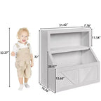 Étagère à Livres et Rangement de Jouets pour Enfants, Organisateur de Jouets à 2 Niveaux avec Armoire de Rangement, Bibliothèque pour Tout-Petits à 2 Étagères pour Salle de Jeux, Chambre, Salon, Salle de Classe