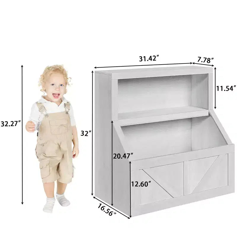 Étagère à Livres et Rangement de Jouets pour Enfants, Organisateur de Jouets à 2 Niveaux avec Armoire de Rangement, Bibliothèque pour Tout-Petits à 2 Étagères pour Salle de Jeux, Chambre, Salon, Salle de Classe