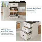 Bureau d'angle de direction en forme de L style ferme avec tiroirs de classement et meuble de rangement réglable, pour bureau à domicile