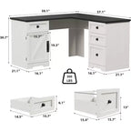Bureau d'angle de direction en forme de L style ferme avec tiroirs de classement et meuble de rangement réglable, pour bureau à domicile