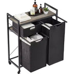 Laundry Hamper with Shelf,Section Sorting Laundry Hamper,Rolling Laundry Sorter with Drawer,Laundry Basket with Wheels,for Laundry Room
