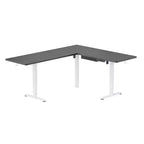 Bureau d'angle debout réglable en hauteur XL Electric, cadre blanc et plateau noir