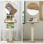 Perchoir de fenêtre pour chat, griffoir pour chat - 100 cm avec poteau en sisal, réglable en hauteur, 2 étagères murales, coussin amovible, ventouses pour petits espaces