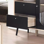 Ensemble de salon Nathan 3 pièces avec buffet, table basse et table d'appoint, rangement moderne, finition chêne/noir