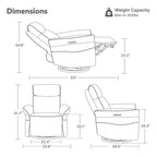 Fauteuil inclinable pivotant motorisé à triple moteur avec fonction planeur pour chambre de bébé