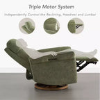 Fauteuil inclinable pivotant motorisé à triple moteur avec fonction planeur pour chambre de bébé