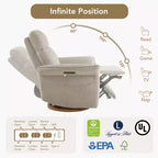 Fauteuil inclinable pivotant motorisé à triple moteur avec fonction planeur pour chambre de bébé
