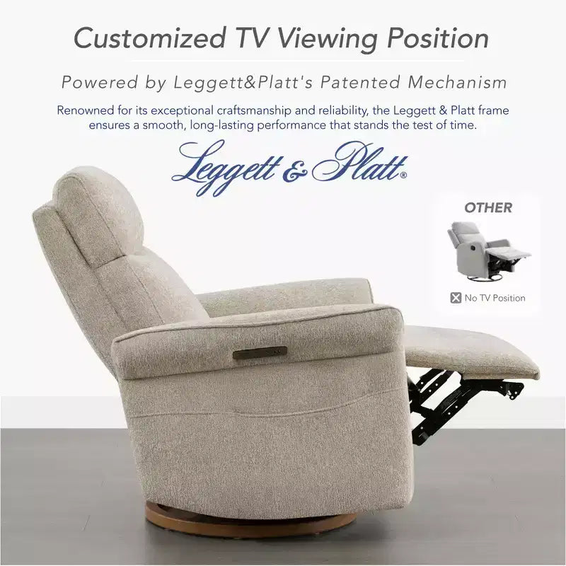 Fauteuil inclinable pivotant motorisé à triple moteur avec fonction planeur pour chambre de bébé