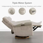 Fauteuil inclinable pivotant motorisé à triple moteur avec fonction planeur pour chambre de bébé