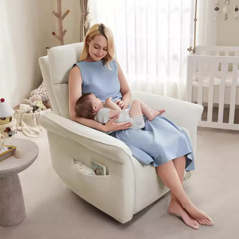 Fauteuil inclinable pivotant motorisé à triple moteur avec fonction planeur pour chambre de bébé
