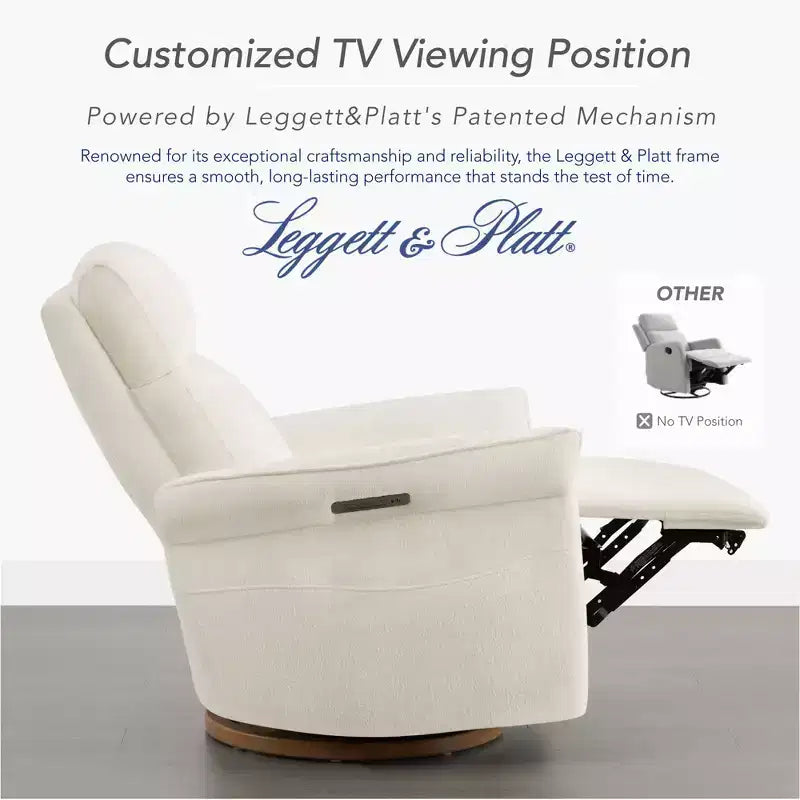 Fauteuil inclinable pivotant motorisé à triple moteur avec fonction planeur pour chambre de bébé