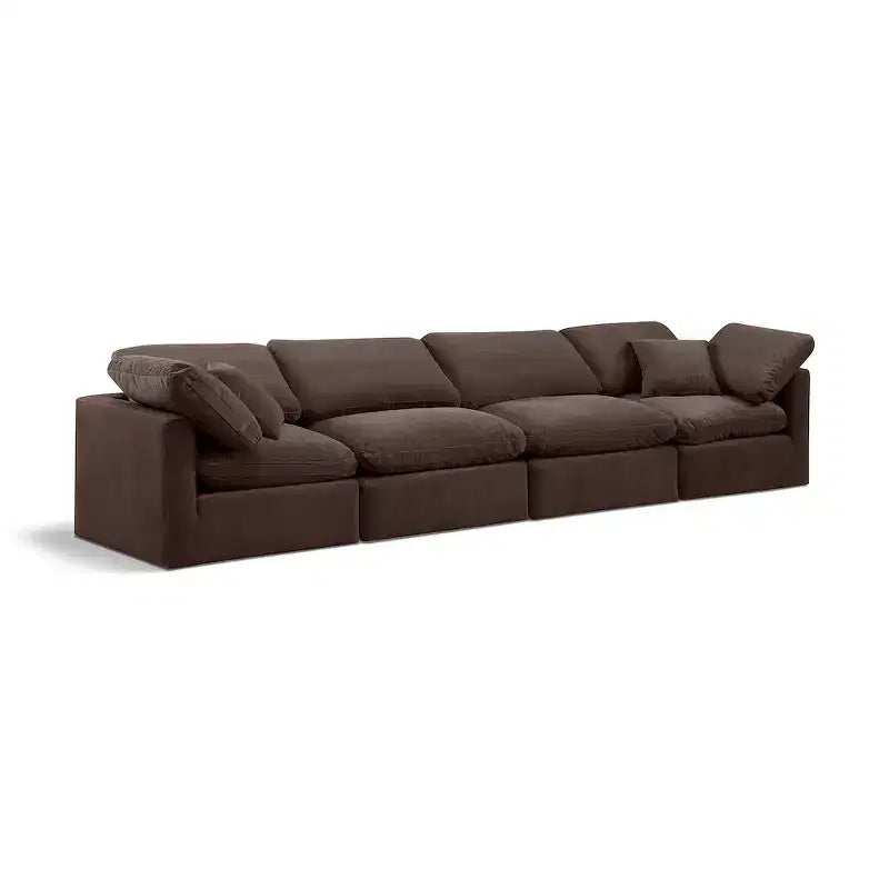 Meridian Furniture,Indulge Brown Velvet Modular Sofa