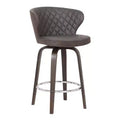 HomeRoots 26 Brown Faux Leather And Iron Swivel Low Back Counter Height Bar Chair