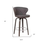 Chaise de bar basse pivotante de 26 pouces en similicuir marron et fer, hauteur comptoir