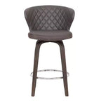 Chaise de bar basse pivotante de 26 pouces en similicuir marron et fer, hauteur comptoir