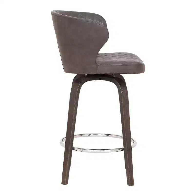 Chaise de bar basse pivotante de 26 pouces en similicuir marron et fer, hauteur comptoir