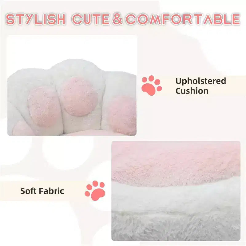 Chaise de bureau Kitty Vanity pivotante à 360°, en tissu peluche Teddy, réglable en hauteur, pour bureau, Noir/Blanc