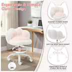 Chaise de bureau Kitty Vanity pivotante à 360°, en tissu peluche Teddy, réglable en hauteur, pour bureau, Noir/Blanc