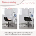 Chaise de bureau Kitty Vanity pivotante à 360°, en tissu peluche Teddy, réglable en hauteur, pour bureau, Noir/Blanc
