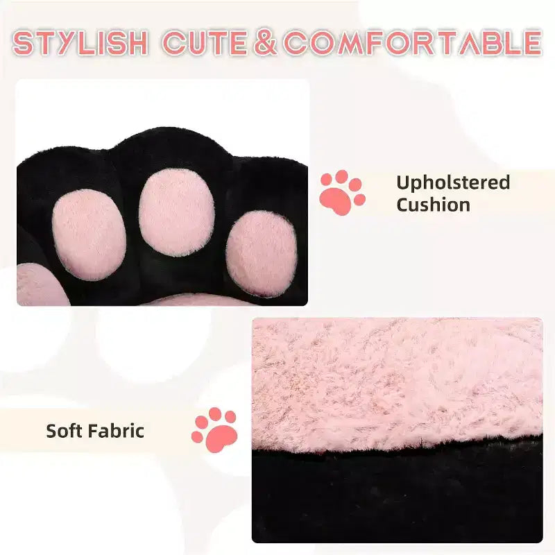 Chaise de bureau Kitty Vanity pivotante à 360°, en tissu peluche Teddy, réglable en hauteur, pour bureau, Noir/Blanc