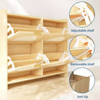 Meuble à chaussures en rotin avec 4 tiroirs basculants, Organiseur de rangement de chaussures dissimulé, Meuble à chaussures étroit autoportant pour couloir et salon