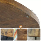 Table à manger ronde de 47" pour 4 à 6 personnes - Piètement central en métal avec rangement - Table de cuisine et de salle à manger industrielle peu encombrante