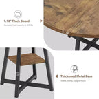 Table à manger ronde de 47" pour 4 à 6 personnes - Piètement central en métal avec rangement - Table de cuisine et de salle à manger industrielle peu encombrante
