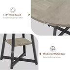 Table à manger ronde de 47" pour 4 à 6 personnes - Piètement central en métal avec rangement - Table de cuisine et de salle à manger industrielle peu encombrante