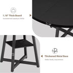Table à manger ronde de 47" pour 4 à 6 personnes - Piètement central en métal avec rangement - Table de cuisine et de salle à manger industrielle peu encombrante