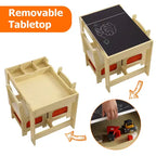 Ensemble table et chaises pour enfants, Table d'activités 3 en 1 avec plateau amovible, tableau noir, ensemble de meubles 3 pièces pour tout-petits pour l'art et l'artisanat