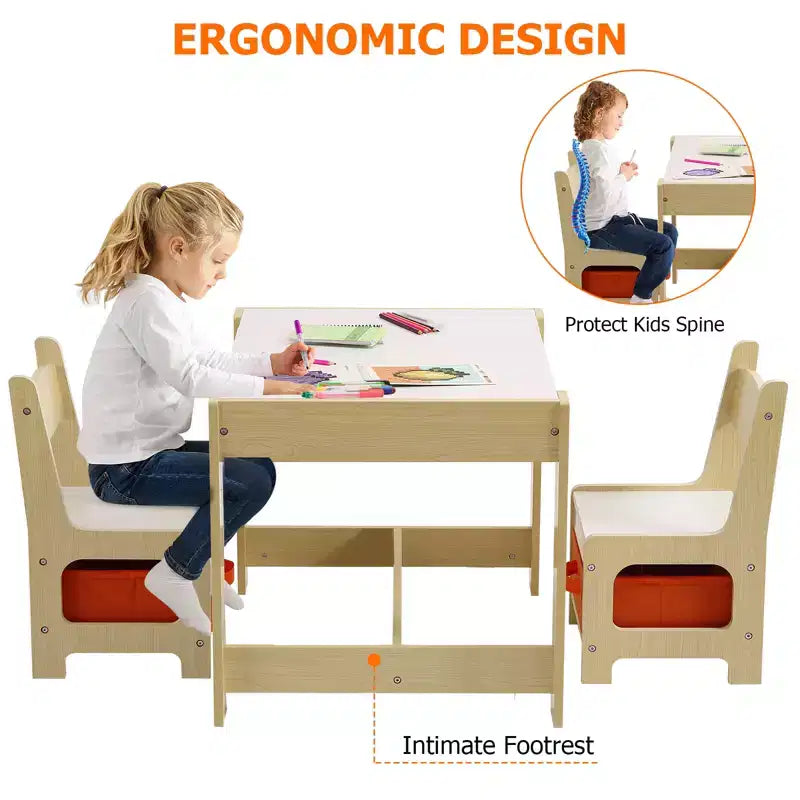Ensemble table et chaises pour enfants, Table d'activités 3 en 1 avec plateau amovible, tableau noir, ensemble de meubles 3 pièces pour tout-petits pour l'art et l'artisanat