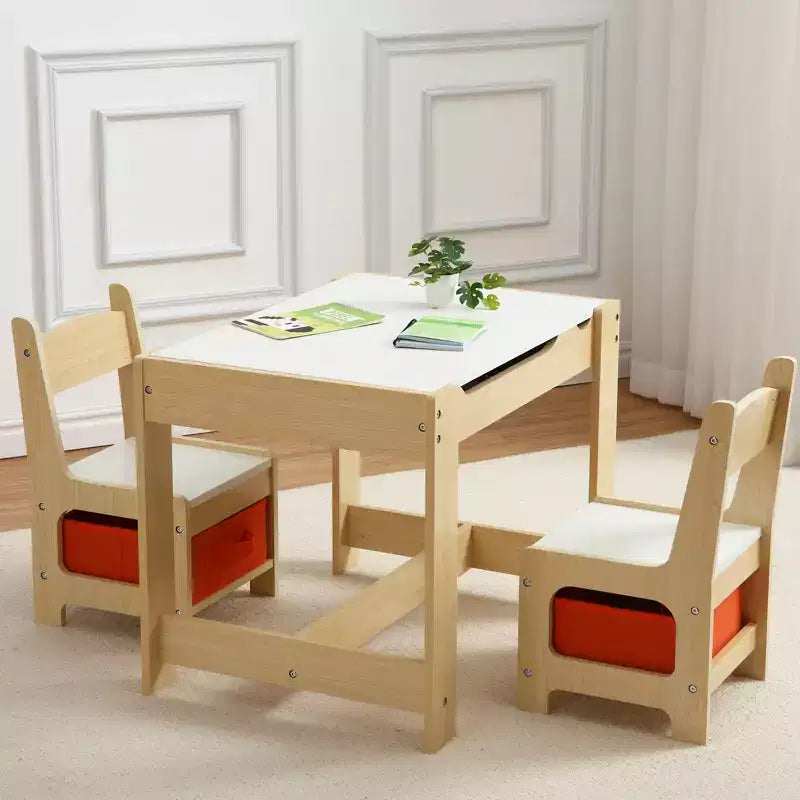 Ensemble table et chaises pour enfants, Table d'activités 3 en 1 avec plateau amovible, tableau noir, ensemble de meubles 3 pièces pour tout-petits pour l'art et l'artisanat