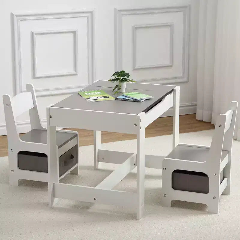 Ensemble table et chaises pour enfants, Table d'activités 3 en 1 avec plateau amovible, tableau noir, ensemble de meubles 3 pièces pour tout-petits pour l'art et l'artisanat
