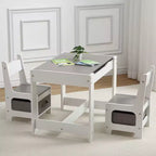 Ensemble table et chaises pour enfants, Table d'activités 3 en 1 avec plateau amovible, tableau noir, ensemble de meubles 3 pièces pour tout-petits pour l'art et l'artisanat