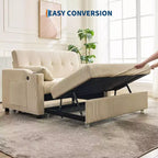 Canapé-lit convertible, Causeuse-lit en velours côtelé avec lit gigogne, Dossier réglable et poches latérales, Canapé rembourré moderne pour bureau à domicile