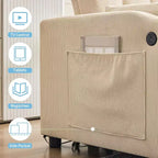 Canapé-lit convertible, Causeuse-lit en velours côtelé avec lit gigogne, Dossier réglable et poches latérales, Canapé rembourré moderne pour bureau à domicile