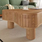 Table basse lisse relevable avec rangement caché, table basse cannelée pour salon, table basse en bois, capacité de 18 kg (relevée)/68 kg