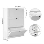 Meuble à chaussures d'entrée, meuble à chaussures étroit, meuble à chaussures avec 3 tiroirs basculants, meuble à chaussures autoportant avec pieds, meuble de rangement d'entrée Blanc